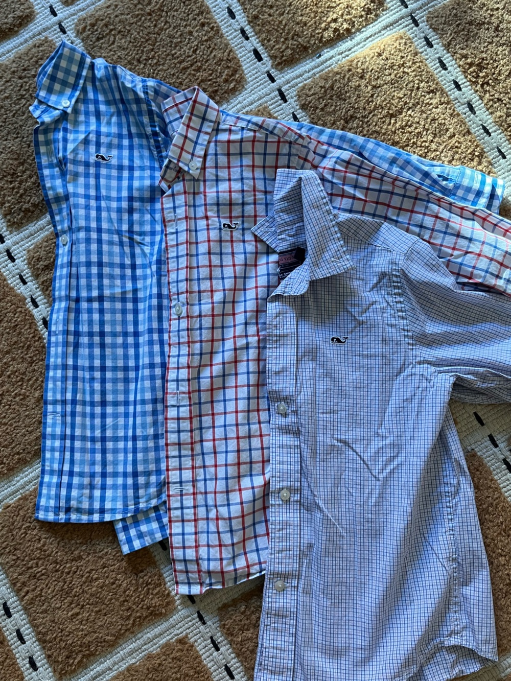 Vineyard Vines Bundle of Blue and White Gingham Button-Down Shirts Size 4T